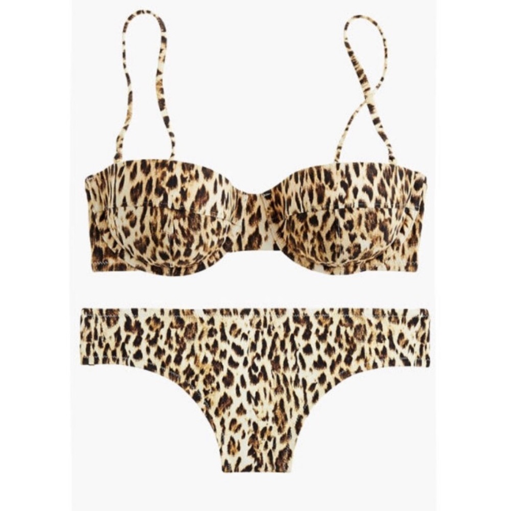 J. Crew Underwire Bikini in Leopard 32B Top Small Bottom NWT